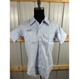 Vintage Mobil Pegasus Unitog Service Shirt Short Sleeve W Name Clayt Medium USA